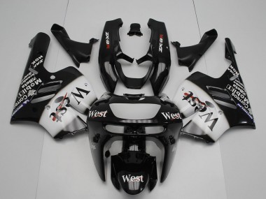 Kawasaki ZX9R Motorrad Verkleidung 1994-1997 - Glanzendes Schwarz Weiss West