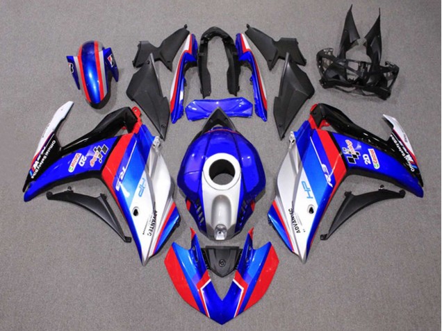 Yamaha YZF R3/R25 Motorrad Verkleidung 2015-2018 - Blau Silber Rot Schwarz Castrol