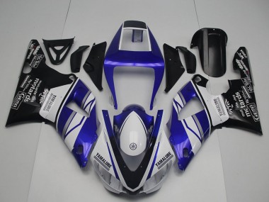 Yamaha YZF R1 Motorrad Verkleidung 1998-1999 - Blau Weiss Glanzendes Schwarz Yamalube Motards