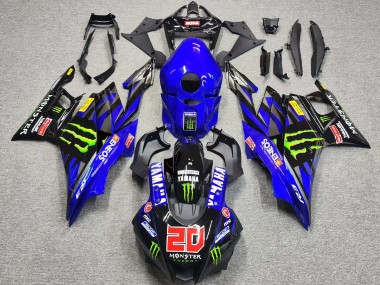 Yamaha YZF R3/R25 Motorrad Verkleidung 2019-2021 - Blau Glanzendes Schwarz Grun ENEOS Monster 20