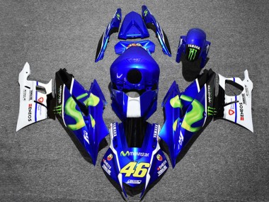 Yamaha YZF R3/R25 Motorrad Verkleidung 2019-2021 - Blau Weiss Grun Schwarz Monster MoviStar ENEOS 46