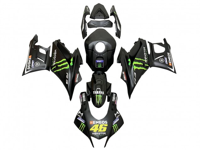 Yamaha YZF R3/R25 Motorrad Verkleidung 2022-2024 - Schwarz Grun Monster ENEOS 46