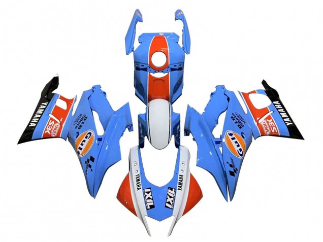 Yamaha YZF R3/R25 Motorrad Verkleidung 2022-2024 - Blau Orange Weiss Gulf
