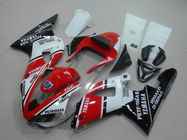 Yamaha YZF R1 Motorrad Verkleidung 2000-2001 - Rot Weiss Glanzendes Schwarz Petronas Yamalube