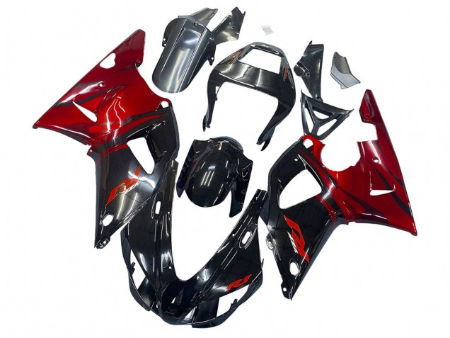 Yamaha YZF 1000 R1 Motorrad Verkleidung 1998-1999 - Glanzendes Schwarz Rot