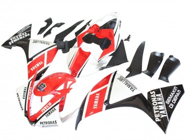 Yamaha YZF 1000 R1 Motorrad Verkleidung 2012-2014 - Weiss Rot Glanzendes Schwarz Petronas