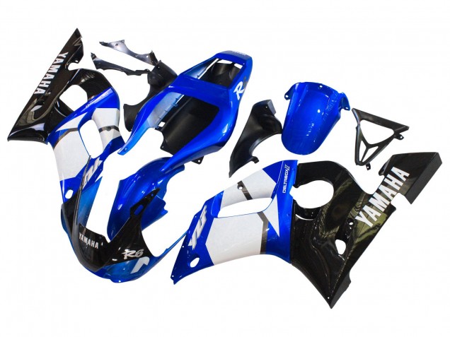 Yamaha YZF 600 R6 Motorrad Verkleidung 1998-2002 - Weiss Blau Glanzendes Schwarz
