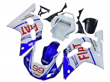 Yamaha YZF 600 R6 Motorrad Verkleidung 1998-2002 - Weiss Blau Rot Fiat 99