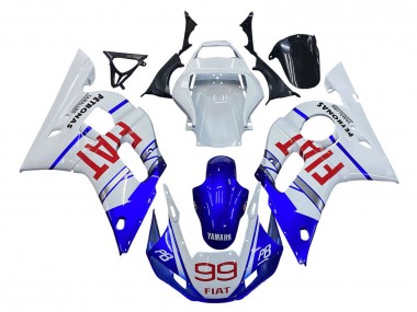 Yamaha YZF 600 R6 Motorrad Verkleidung 1998-2002 - Weiss Blau Rot Fiat 99
