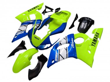 Yamaha YZF 600 R6 Motorrad Verkleidung 1998-2002 - Neon Grun Blau Weiss Champions