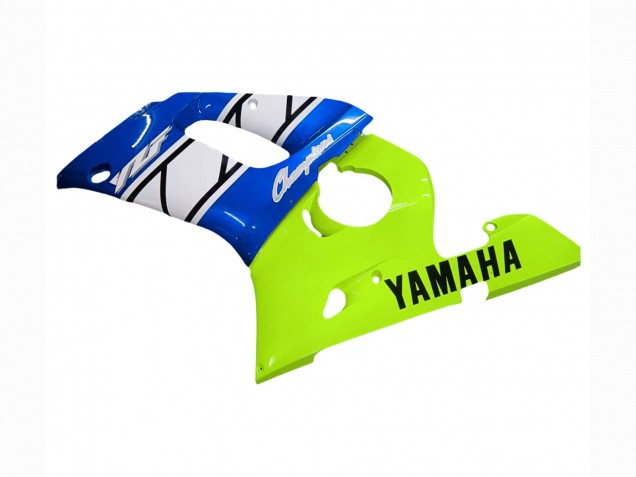 Yamaha YZF 600 R6 Motorrad Verkleidung 1998-2002 - Neon Grun Blau Weiss Champions
