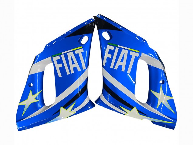 Yamaha YZF 600 R6 Motorrad Verkleidung 1998-2002 - Weiss Blau Neon Gelb Fiat Motul Michelin
