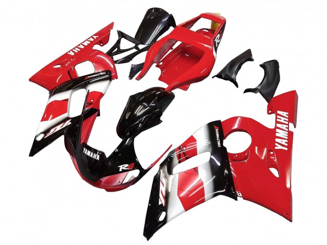 Yamaha YZF 600 R6 Motorrad Verkleidung 1998-2002 - Rot Weiss Glanzendes Schwarz