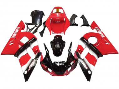 Yamaha YZF 600 R6 Motorrad Verkleidung 1998-2002 - Rot Weiss Glanzendes Schwarz