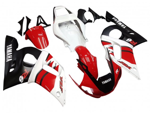 Yamaha YZF 600 R6 Motorrad Verkleidung 1998-2002 - Weiss Rot Glanzendes Schwarz