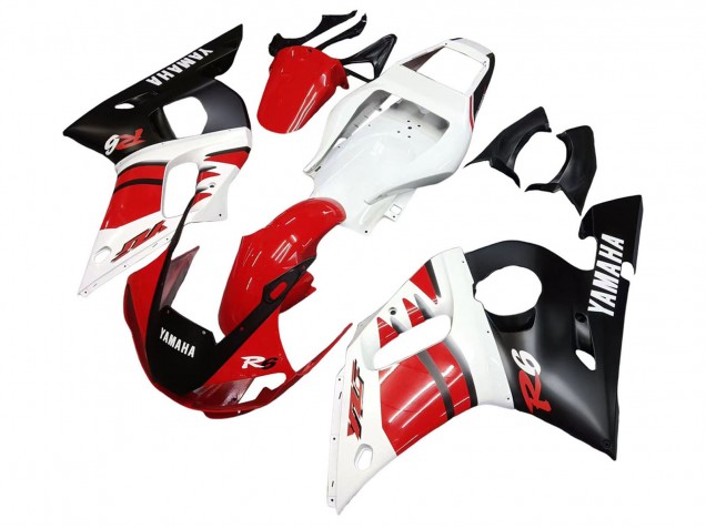 Yamaha YZF 600 R6 Motorrad Verkleidung 1998-2002 - Weiss Rot Glanzendes Schwarz
