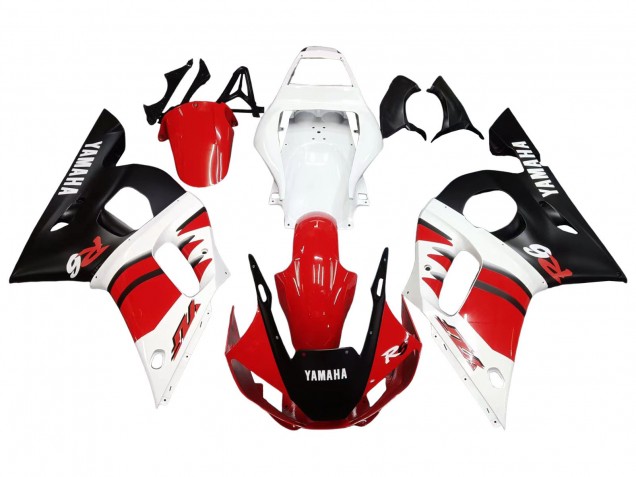 Yamaha YZF 600 R6 Motorrad Verkleidung 1998-2002 - Weiss Rot Glanzendes Schwarz