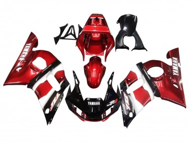 Yamaha YZF 600 R6 Motorrad Verkleidung 1998-2002 - Rot Weiss Glanzendes Schwarz