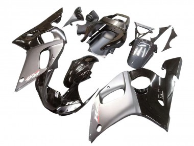 Yamaha YZF 600 R6 Motorrad Verkleidung 1998-2002 - Silber Glanzendes Schwarz