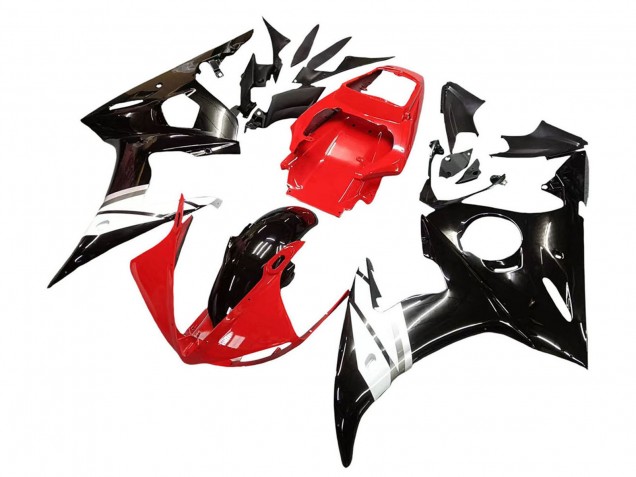 Yamaha YZF R6 Motorrad Verkleidung 2003-2004 - Rot Weiss Glanzendes Schwarz
