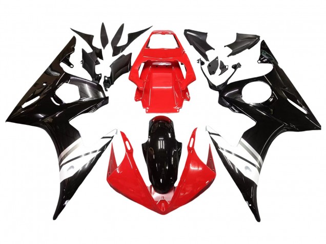 Yamaha YZF R6 Motorrad Verkleidung 2003-2004 - Rot Weiss Glanzendes Schwarz