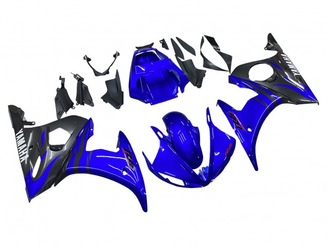 Yamaha YZF R6 Motorrad Verkleidung 2003-2004 - Blau Glanzendes Schwarz
