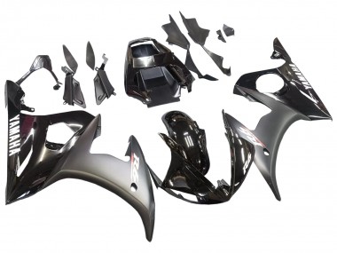 Yamaha YZF R6S Motorrad Verkleidung 2006-2009 - Glanzendes Schwarz Matt Schwarz Weiss Aufkleber