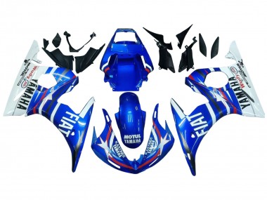 Yamaha YZF R6S Motorrad Verkleidung 2006-2009 - Weiss Blau Fiat Motul Kastinee
