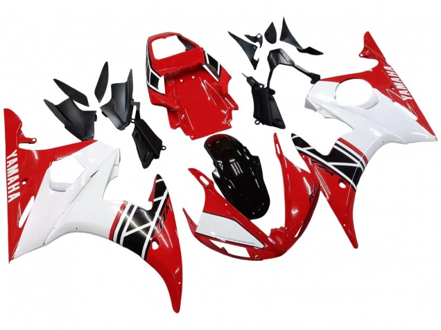 Yamaha YZF R6 Motorrad Verkleidung 2003-2004 - Weiss Rot Glanzendes Schwarz