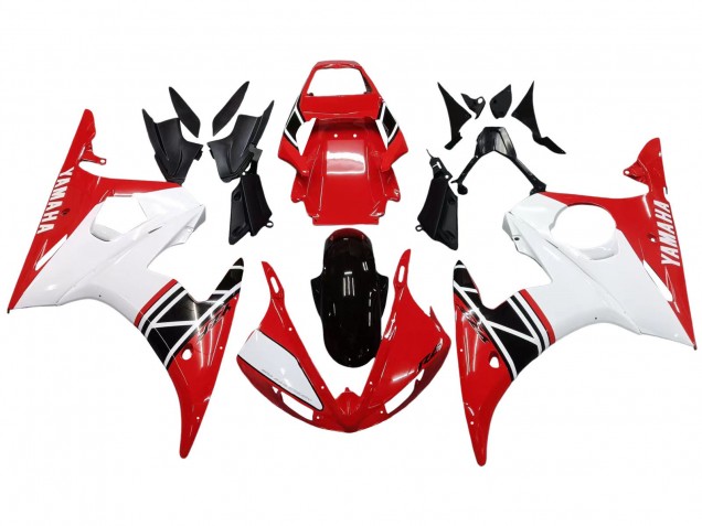 Yamaha YZF R6 Motorrad Verkleidung 2003-2004 - Weiss Rot Glanzendes Schwarz