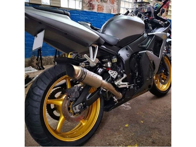 Yamaha YZF R6S Motorrad Verkleidung 2006-2009 - Matt Grau Matt Schwarz Gold Aufkleber