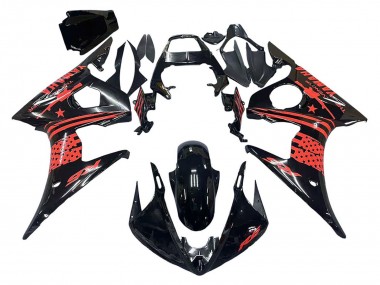 Yamaha YZF R6S Motorrad Verkleidung 2006-2009 - Glanzendes Schwarz Rot