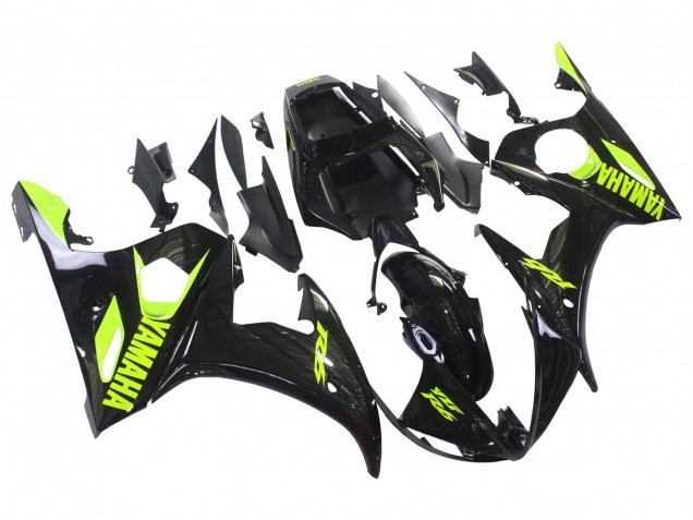 Yamaha YZF R6 Motorrad Verkleidung 2003-2004 - Glanzendes Schwarz Neon Gelb