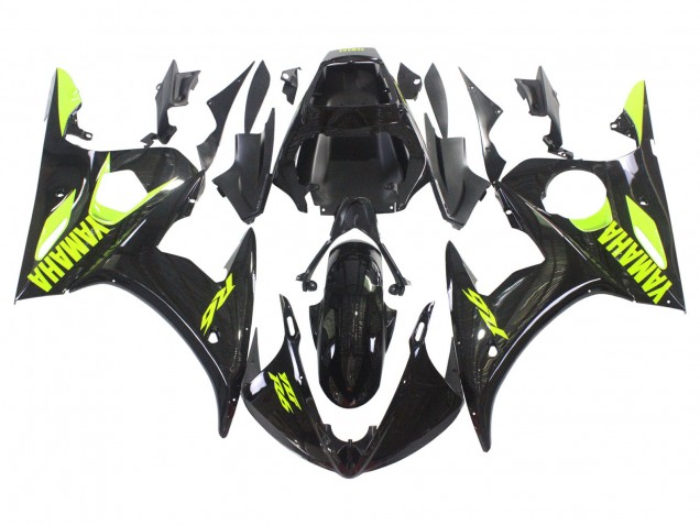Yamaha YZF R6 Motorrad Verkleidung 2003-2004 - Glanzendes Schwarz Neon Gelb