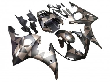 Yamaha YZF R6S Motorrad Verkleidung 2006-2009 - Grau Matt Schwarz Geometric