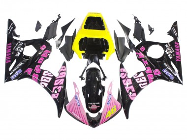 Yamaha YZF R6S Motorrad Verkleidung 2006-2009 - Gelb Rosa Glanzendes Schwarz Rossi Repsol 46