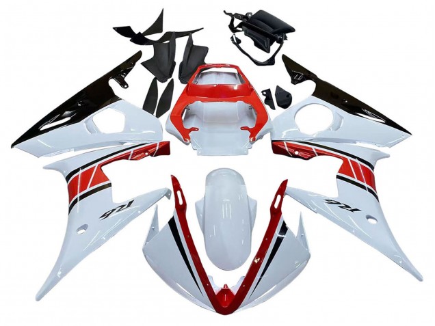 Yamaha YZF R6 Motorrad Verkleidung 2003-2004 - Weiss Rot Glanzendes Schwarz