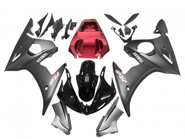 Yamaha YZF R6 Motorrad Verkleidung 2003-2004 - Rot Glanzendes Schwarz Matt Schwarz
