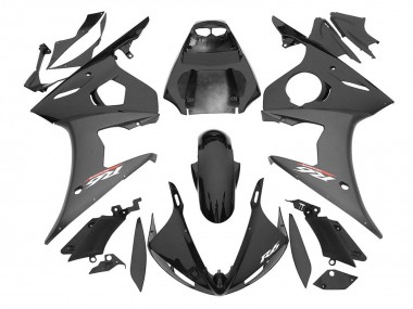 Yamaha YZF R6S Motorrad Verkleidung 2006-2009 - Glanzendes Schwarz Matt Schwarz