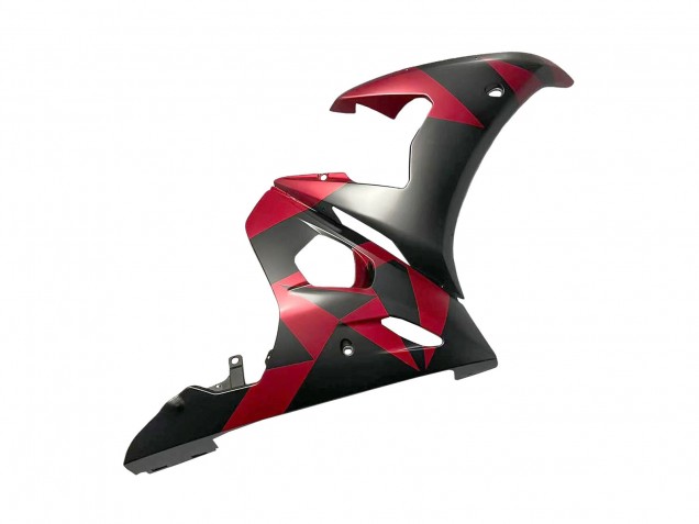Yamaha YZF 600 R6 Motorrad Verkleidung 2005 - Matt Schwarz Rot Geometric
