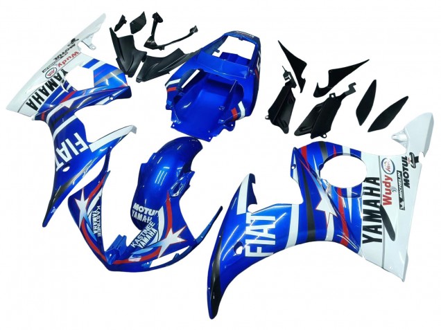 Yamaha YZF 600 R6 Motorrad Verkleidung 2005 - Blau Weiss Rot Motul Michelin Fiat