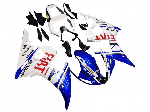 Yamaha YZF 600 R6 Motorrad Verkleidung 2005 - Weiss Blau Dunlop Fiat Motul