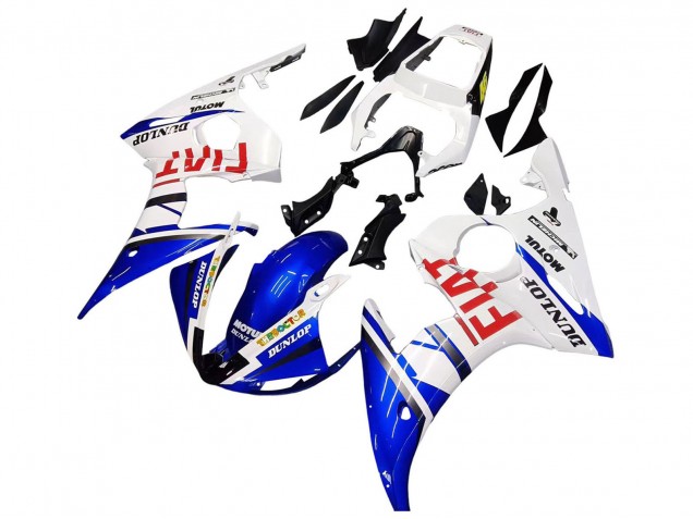 Yamaha YZF 600 R6 Motorrad Verkleidung 2005 - Weiss Blau Dunlop Fiat Motul