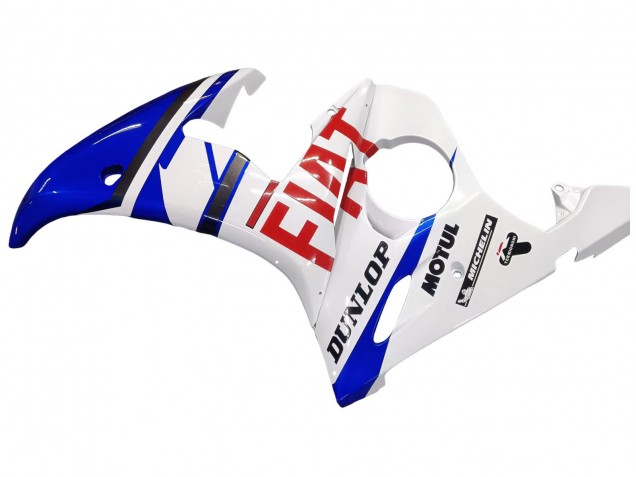 Yamaha YZF 600 R6 Motorrad Verkleidung 2005 - Weiss Blau Dunlop Fiat Motul