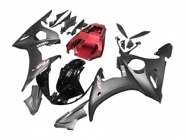 Yamaha YZF 600 R6 Motorrad Verkleidung 2005 - Matt Schwarz Glanzendes Schwarz Grau Rot
