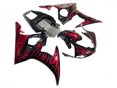 Yamaha YZF 600 R6 Motorrad Verkleidung 2005 - Schwarz mit Rot Flamme
