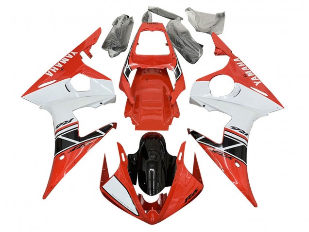 Yamaha YZF 600 R6 Motorrad Verkleidung 2005 - Weiss Rot Glanzendes Schwarz