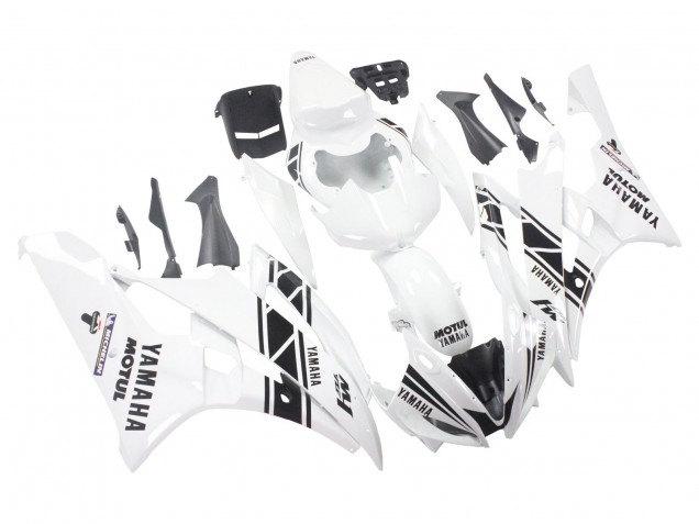 Yamaha YZF 600 R6 Motorrad Verkleidung 2006-2007 - Weiss Glanzendes Schwarz Motul Michelin