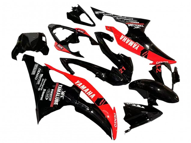 Yamaha YZF 600 R6 Motorrad Verkleidung 2008-2016 - Rot Glanzendes Schwarz Denso Yamalube 21