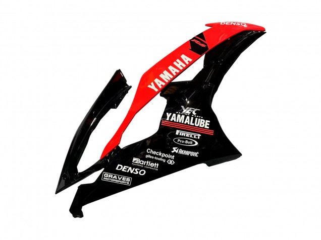 Yamaha YZF 600 R6 Motorrad Verkleidung 2008-2016 - Rot Glanzendes Schwarz Denso Yamalube 21